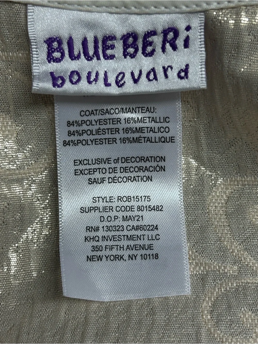 Blueberi Boulevard Champagne Dress With Roses and Coat With Roses Print